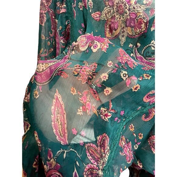 NWT Band of the Free Women XS Paisley Tie Front‎ Crop Top Boho Chic Western - Picture 11 of 12